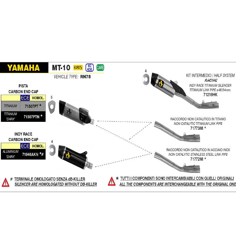 Escape titanio Arrow Pista Yamaha MT10 22-